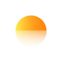 Orange retro sun sunset logo. Old vintage sun circle sunrise design.