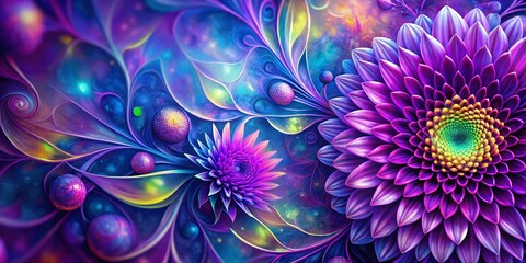 Trippy Purple Flora Background for Psychedelic Vibes and Relaxation