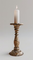 Candleholder on white background, 4K hyperrealistic photo