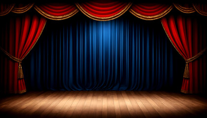 Fototapeta premium stage with green curtains 