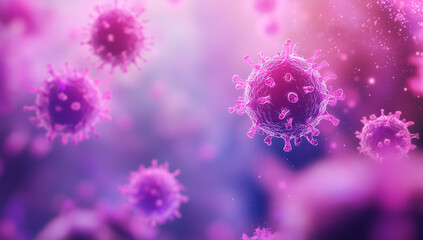 3D render of a close-up view of vibrant violet and pink bacteria in the background.