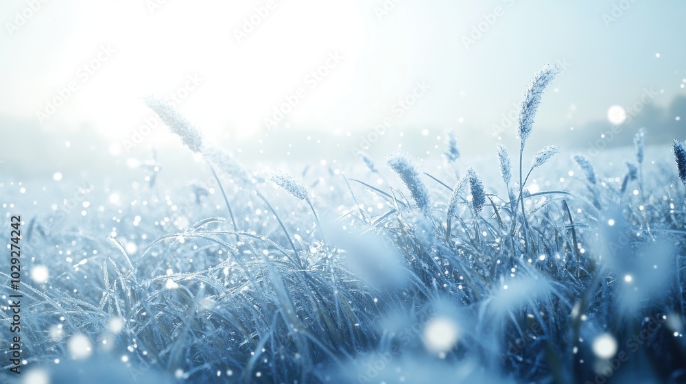 Canvas Prints snow gently falling on a quiet field, with soft natural light creating a serene atmosphere