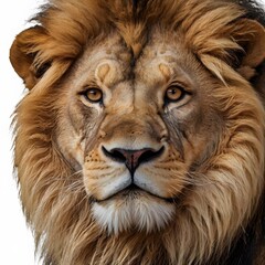 Fototapeta premium African Portraits of a Lion Isolated on a White Background