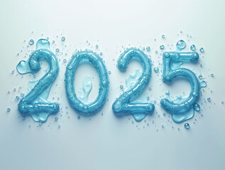 creative 2025 numbers made of water
