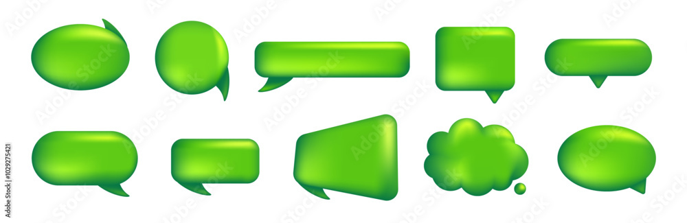 Poster green speech bubble for comments. the set of chatting, message and communications boxes. balloon for