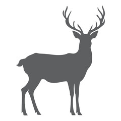 Black deer silhouette. Cartoon style. Vector illustration