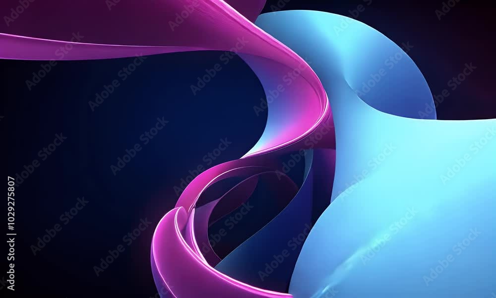 Poster abstract background with neon glowing lines shape, creating vibrant and dynamic curves on a dark pur