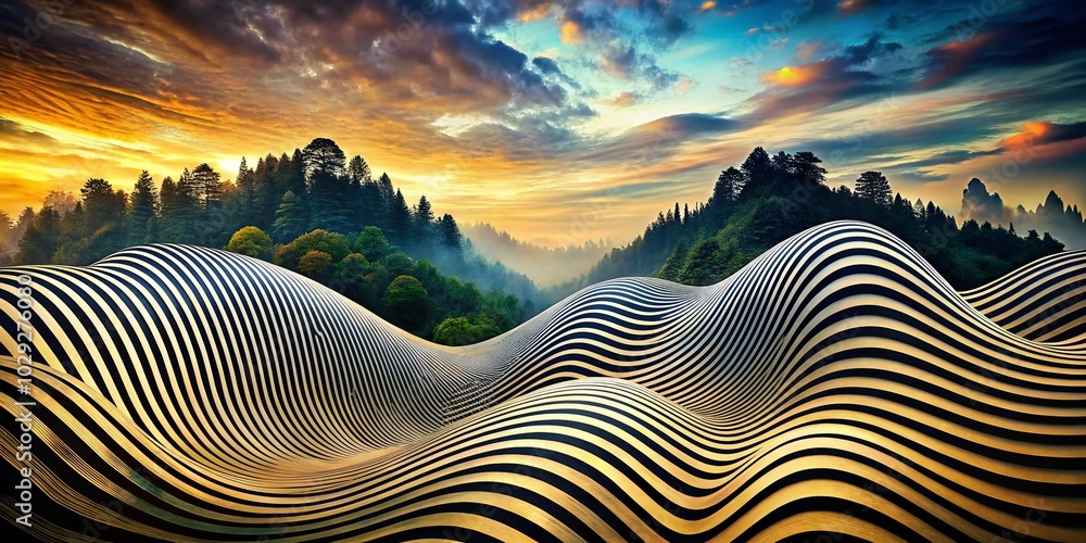 Aufkleber ultrawide black and white wavy lines abstract pattern for modern design and background use