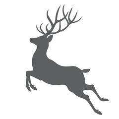 Black deer silhouette. Cartoon style. Vector illustration