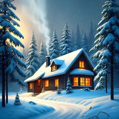 winter landscape with house