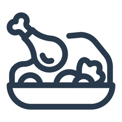 Roasted Turkey with Drumstick on Plate