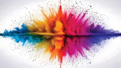 colorful pigment powder, explosion of colored powder exploding isolated on white background