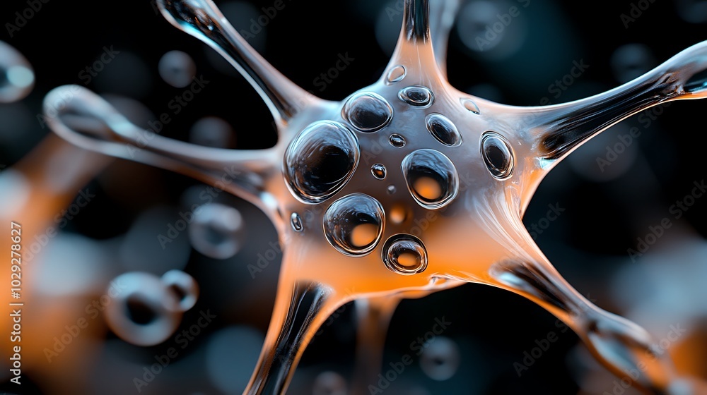 Poster 3d rendering of a cell with a nucleus and cytoplasm.