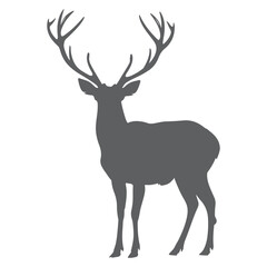 Black deer silhouette. Cartoon style. Vector illustration