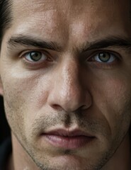 Fototapeta premium Portrait of a man with blue eyes. Close-up.
