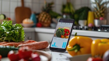 Healthy lifestyle and diet planning with mobile app on smartphone