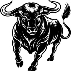 A bull charging silhouette black vector