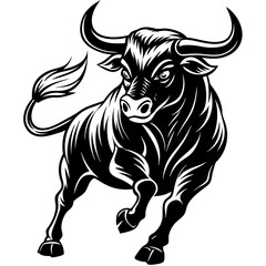 A bull charging silhouette black vector