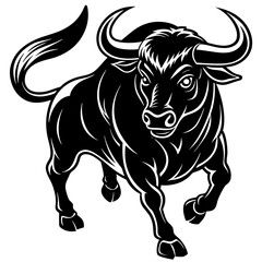 A bull charging silhouette black vector