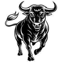 A bull charging silhouette black vector