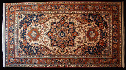Obraz premium Oriental Persian Rug with Intricate Floral Pattern and Fringes