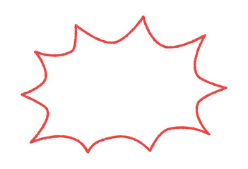 横長のギザギザな赤い線の吹き出し - シンプルなコミック調のバナーやフレームの素材