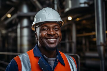 Portrait of a African American male worker on oil platform