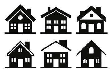 Home icon vector set, House symbol. Vector illustration

