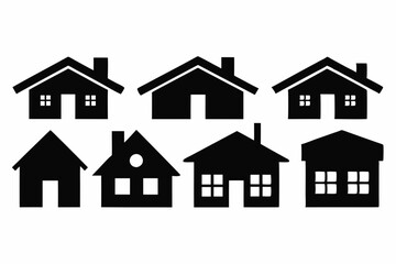 Home icon vector set, House symbol. Vector illustration

