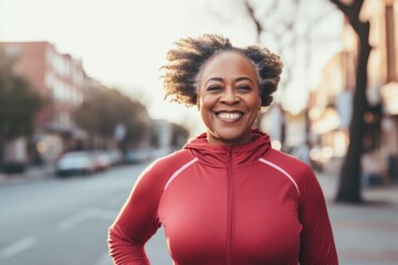 Fototapeta premium Portrait of a middle aged body positive African American woman