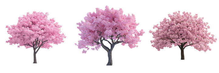 Fototapeta premium Pink Blossom Trees Isolated on Transparent Background