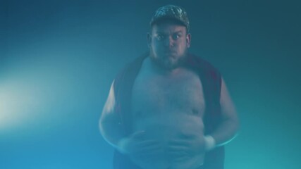 Portrait of intimidating pro wrestler 