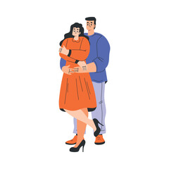 Man and Woman Hugging Feeling Positive Emotion Vector Illustration