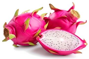 Fresh dragon fruit with white flesh cutout png