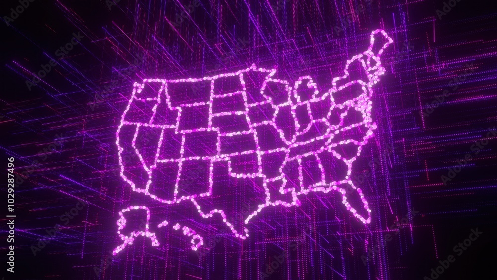 Poster digital usa map. computer generated 3d render