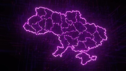 Digital map of Ukraine. Computer generated 3d render