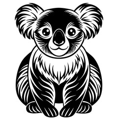 koala bears silhouette black vector