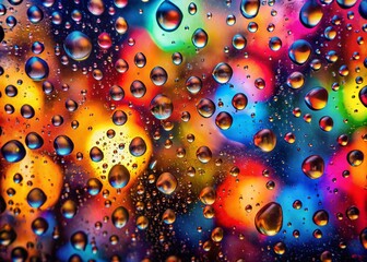 Vibrant Abstract Background with Colorful Waterdrops on Window Pane - Stunning Tilt-Shift Photography