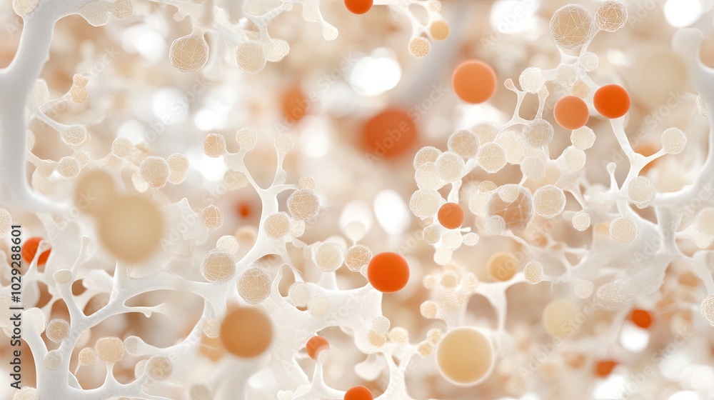 Poster this artwork features a hyper-realistic composition of orange and white organic forms with multiple 