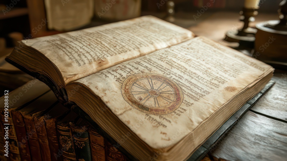 Fototapete Medieval codex created with Generative AI