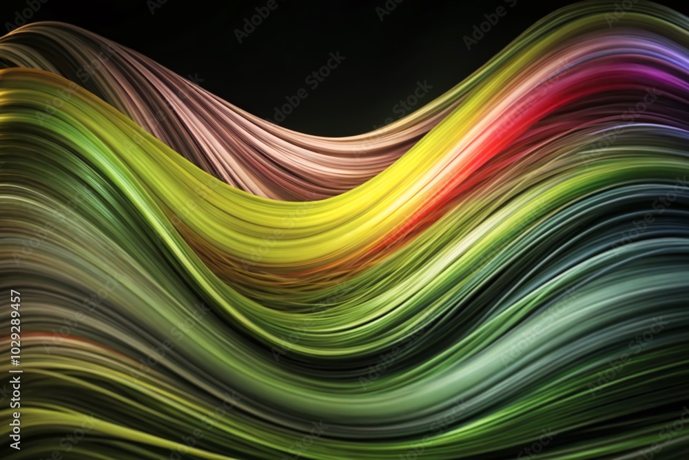 Poster vibrant abstract wave of colors on dark background for dynamic art and design projects