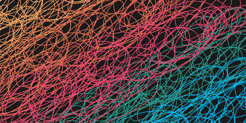 Colored tangled pattern. Abstract chaotic texture. Background with lines and waves. Art creation