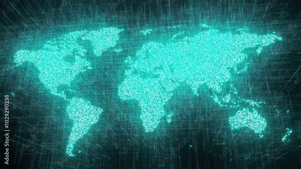 Aufkleber digital world map. computer generated 3d render