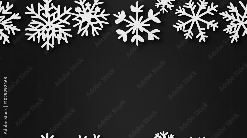 Poster the design features an array of 3d embossed clay snowflakes arranged seamlessly on a dark gray backg