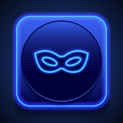 Obraz premium Mask simple icon. Flat design. Blue neon style on button. With shadow