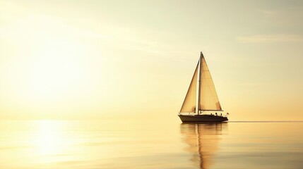 Fototapeta premium Luxury Yacht Gliding Along Tranquil Coastline at Sunset