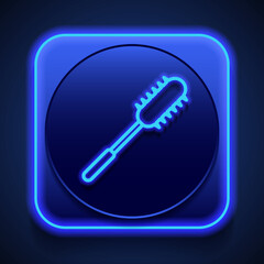 Mace simple icon vector. Flat design. Blue neon style on button. With shadow
