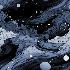 Seamless Fantasy Landscape Pattern with Mountains and Clouds