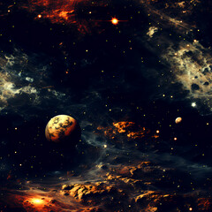 Futuristic Space Pattern with Planets and Orbit Lines