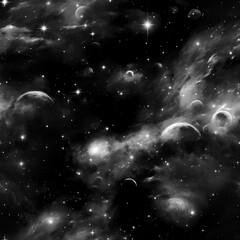 Futuristic Space Pattern with Planets and Orbit Lines